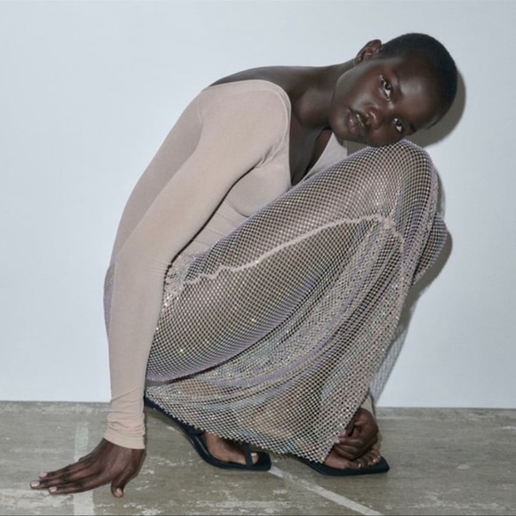 Zara SHIMMER MESH SKIRT - Picture 6 of 13